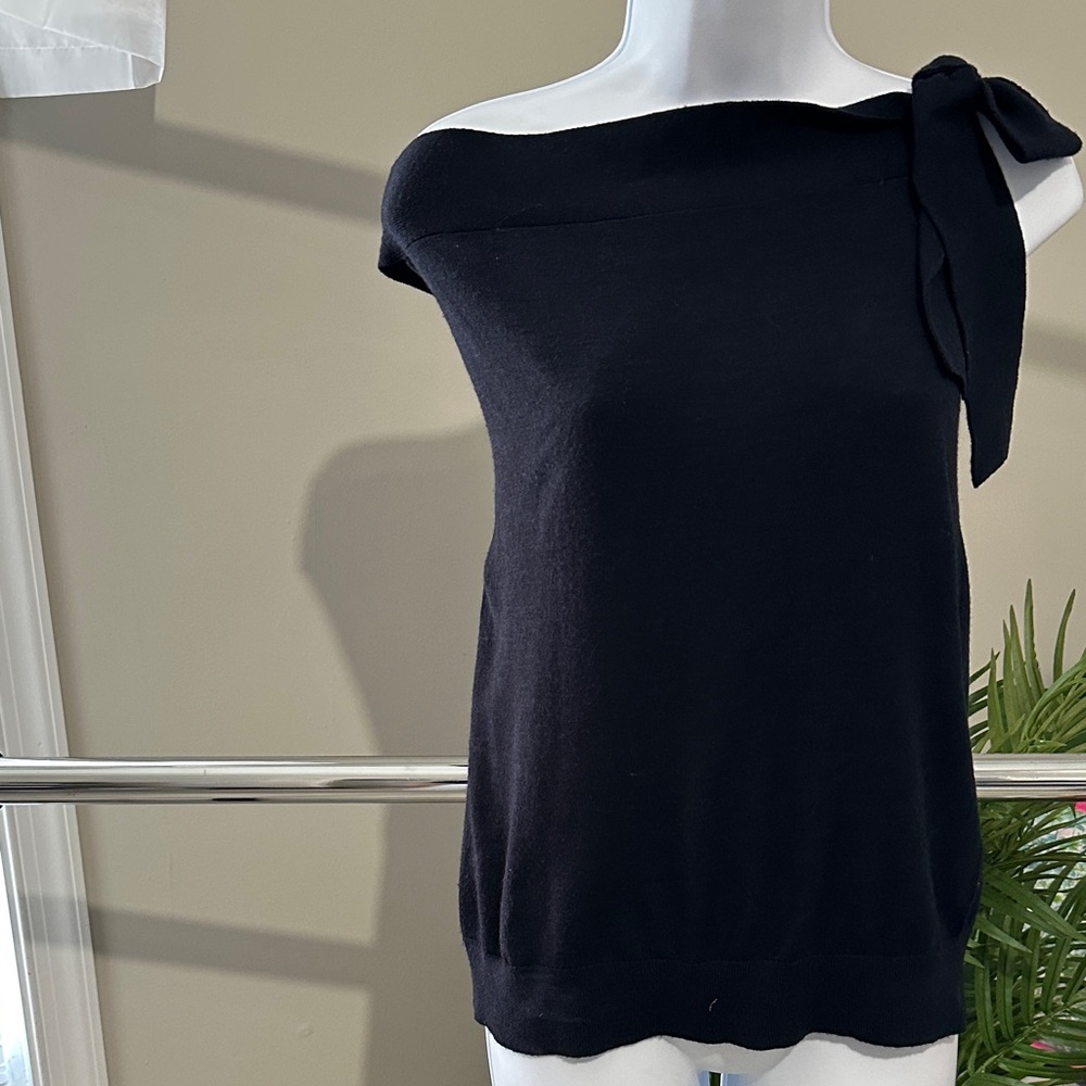 Banana Republic dark blue One-Shoulder Sweater with Bow